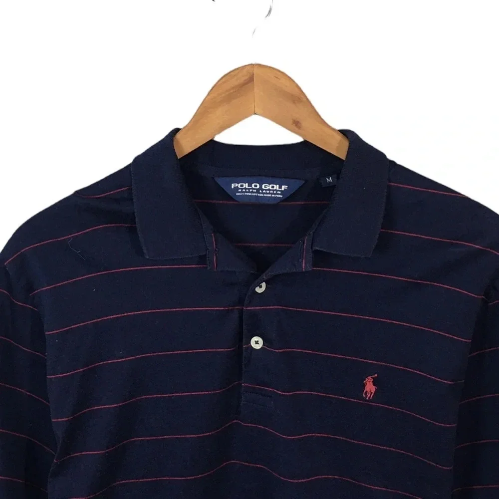 PO424 Mens Polo Ralph Lauren Golf Striped Pima Cotton Polo Shirt M